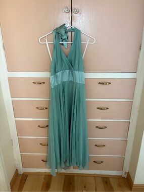 Donna Ricco Seafoam One-Shoulder Chiffon Dress